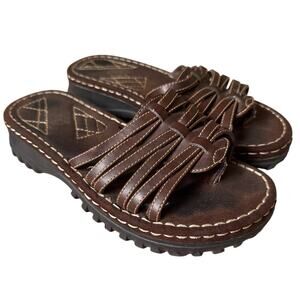 Vintage Y2K Route 66 Chunky Brown Sandals 6.5